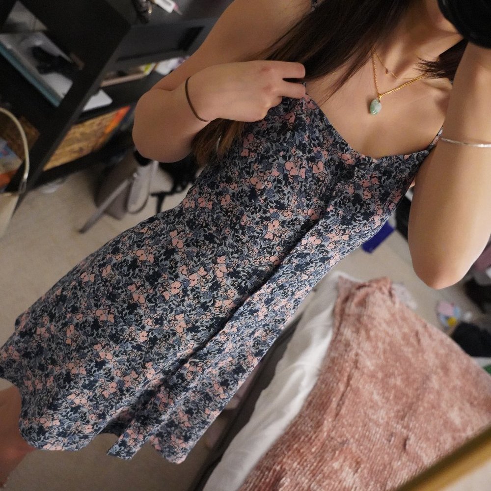 Topshop Blue Flower Midi Dress